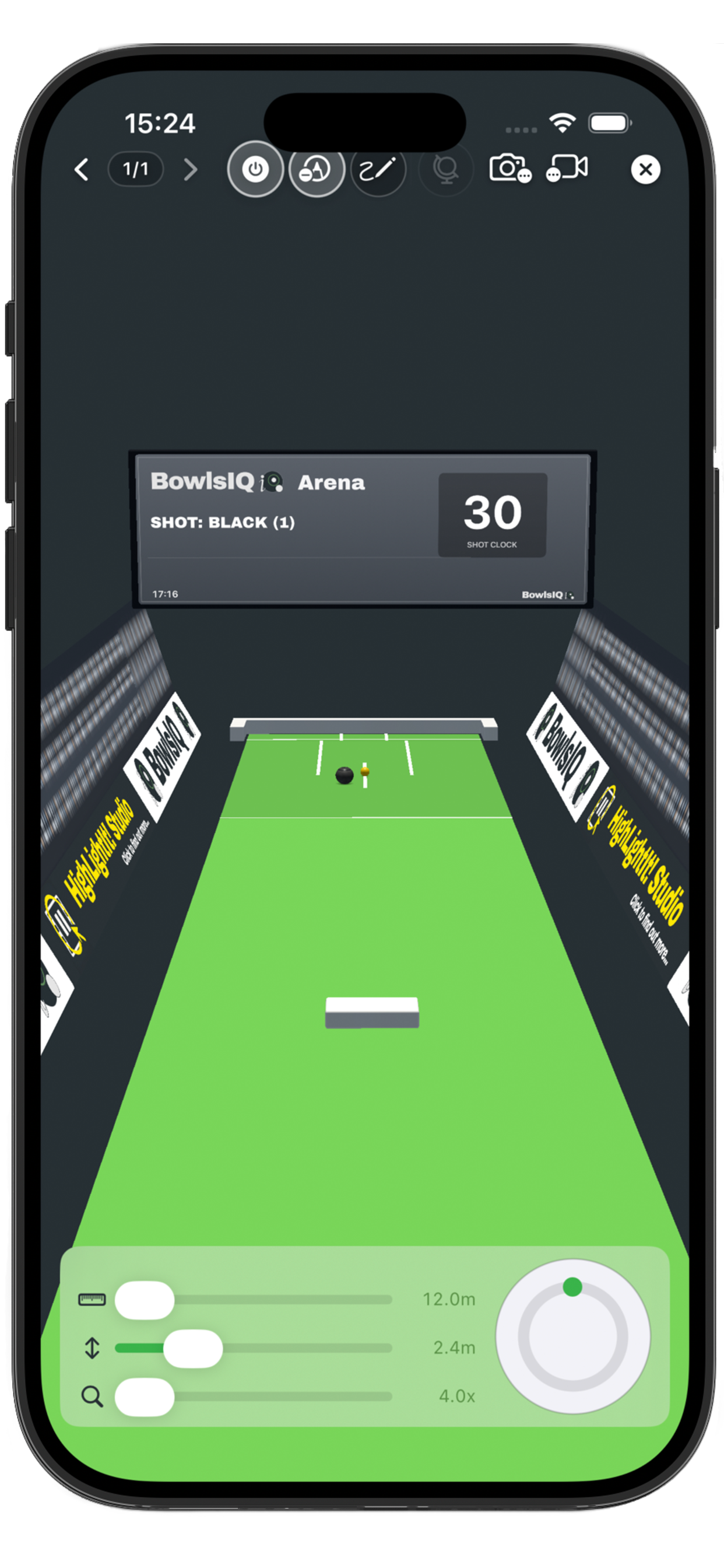 BowlsIQ Arena 3D short mat bowls environment
